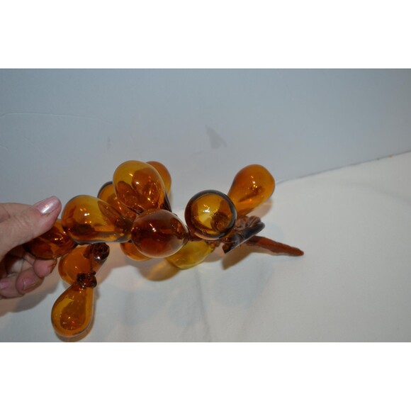 Glass Grapes 1970s Golden Amber Cluster - Picture 3 of 5